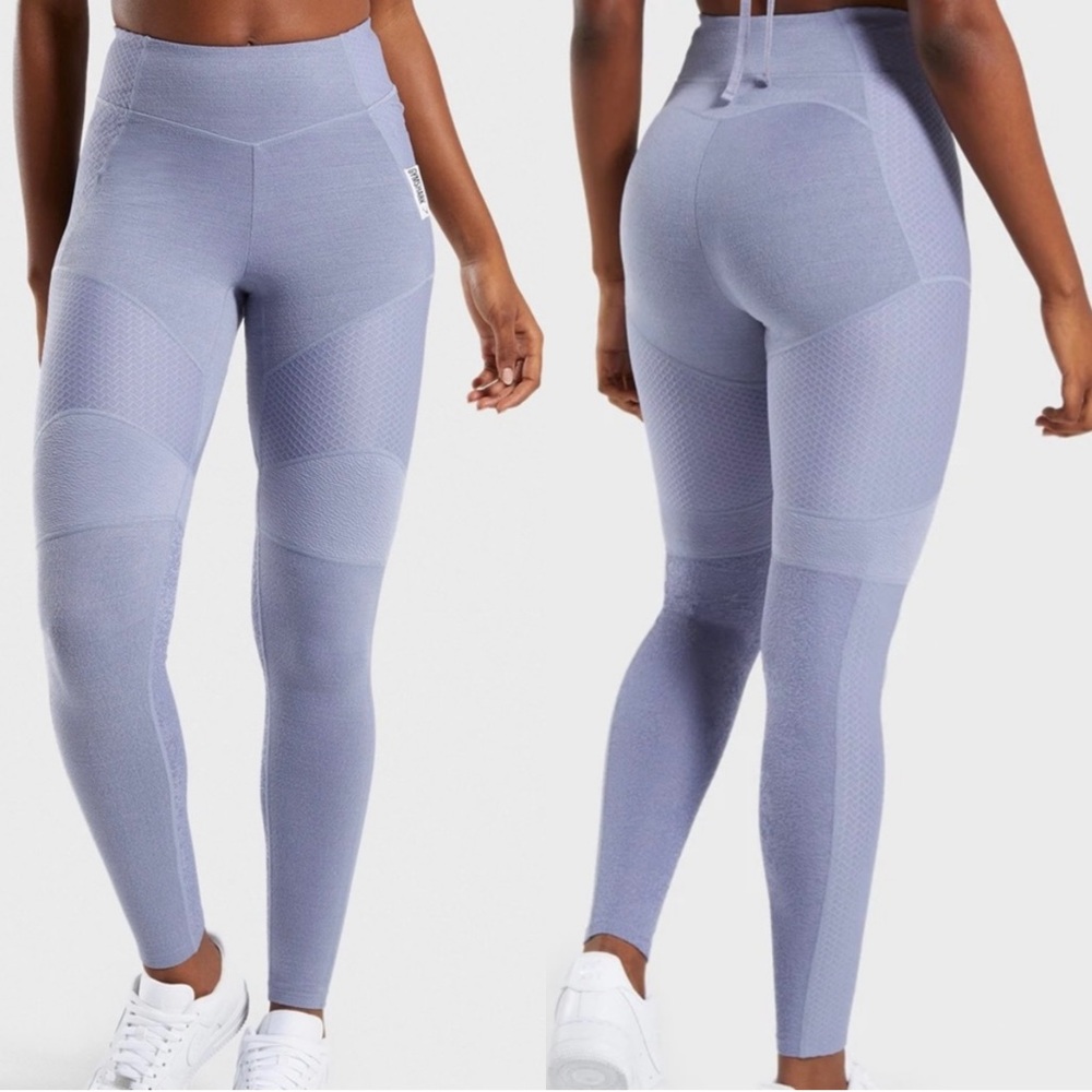 Gymshark Women’s True Texture Leggings Steel Blue Workout Periwinkle